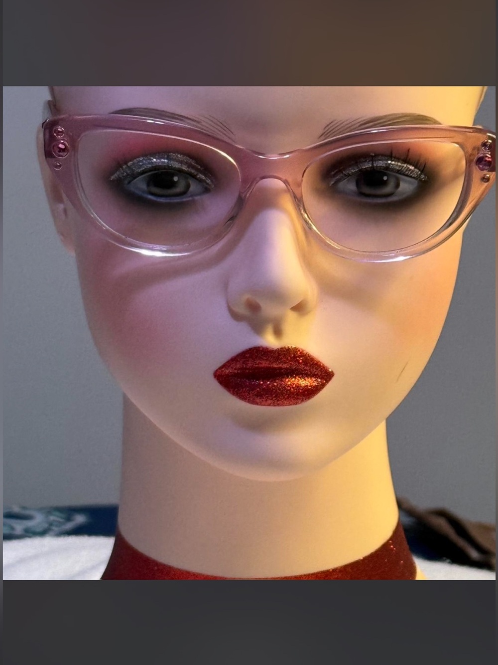 Authentic Swarovski Pink Transparent Gradient Cat-Eye Glasses Model Sk 2023